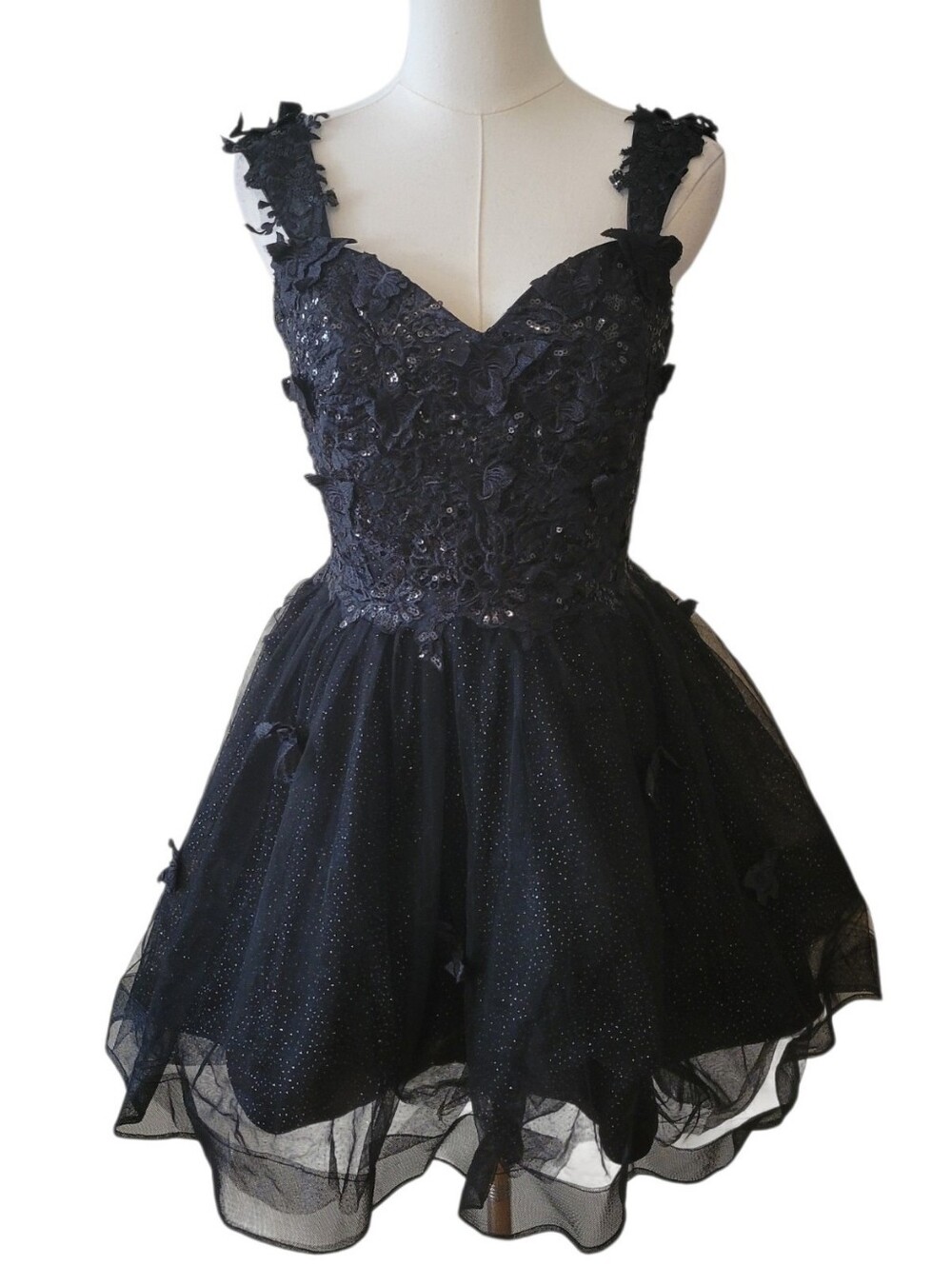 Black Whimsigoth Tulle Fairy Lace-up Back Mini Dress Size 6